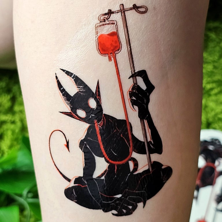 Blood Bag Demon Temporary Tattoo