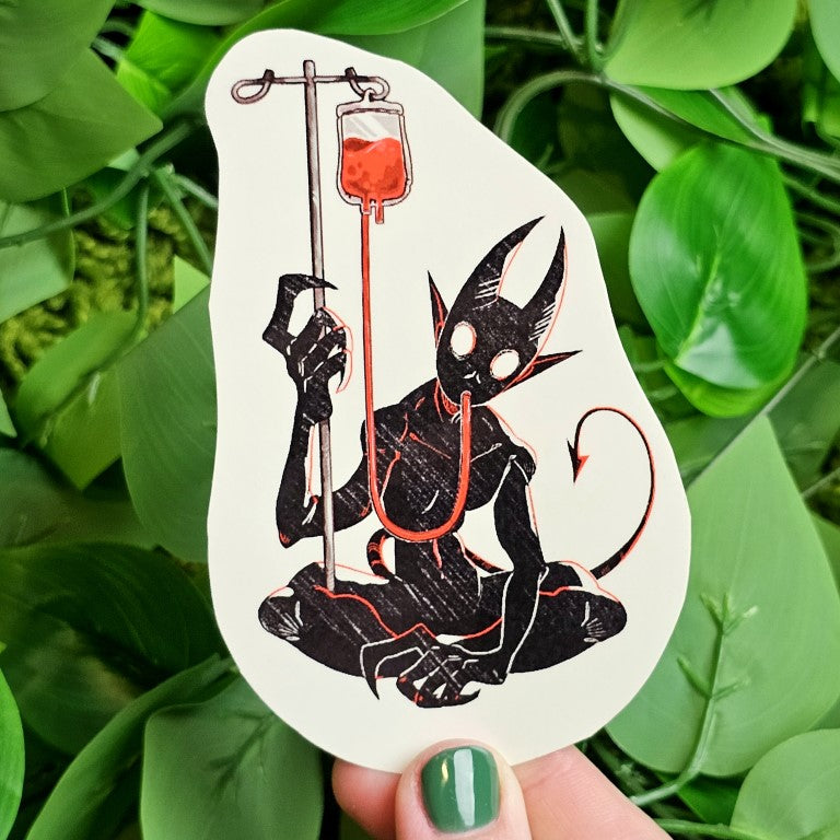 Blood Bag Demon Temporary Tattoo