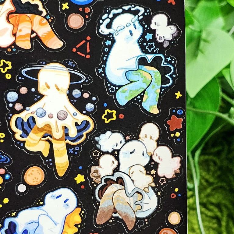 Solar System Ghost Sticker Sheet