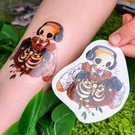 Aesthetic Chilling Skeleton Temporary Tattoo