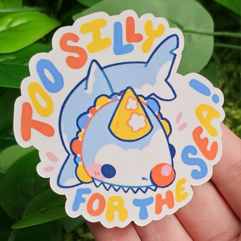 Too Silly for the Sea Clown Shark Sticker