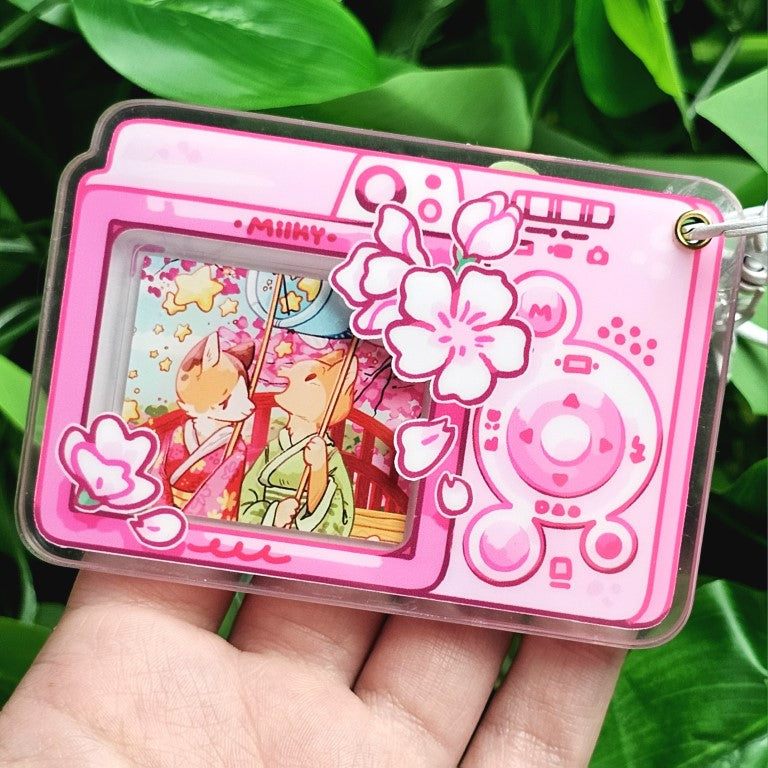 Cherry Blossom Camera Keychain Picture Frame