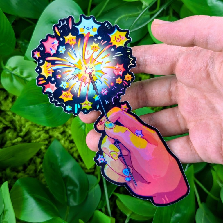 Holographic Fireworks Star Babies Stickers