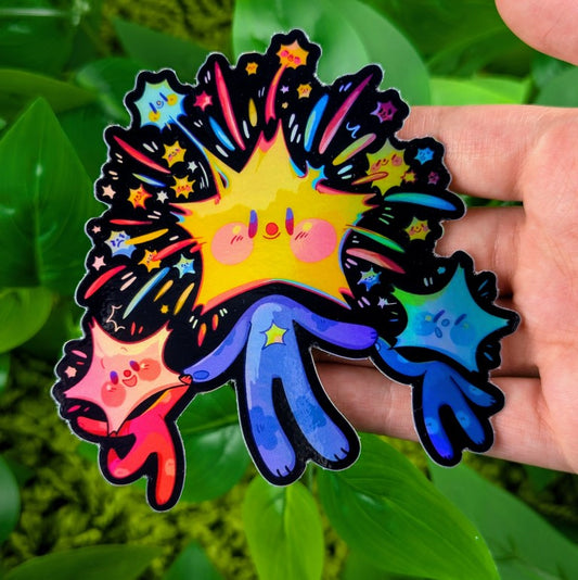 Holographic Fireworks Star Babies Stickers