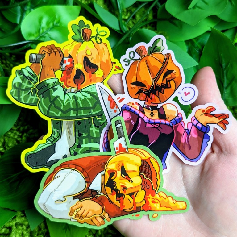 Gore Pumpkin Head Stickers