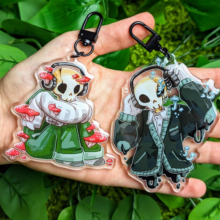 Aesthetic Mushroom Skeleton Keychains