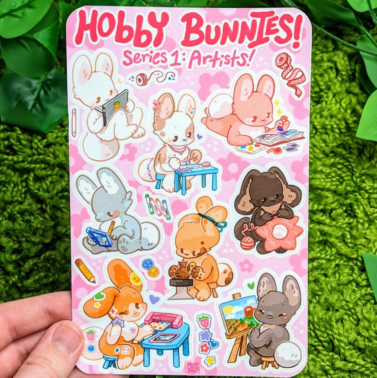 Hobby Bunnies Series 1 Sticker Sheet