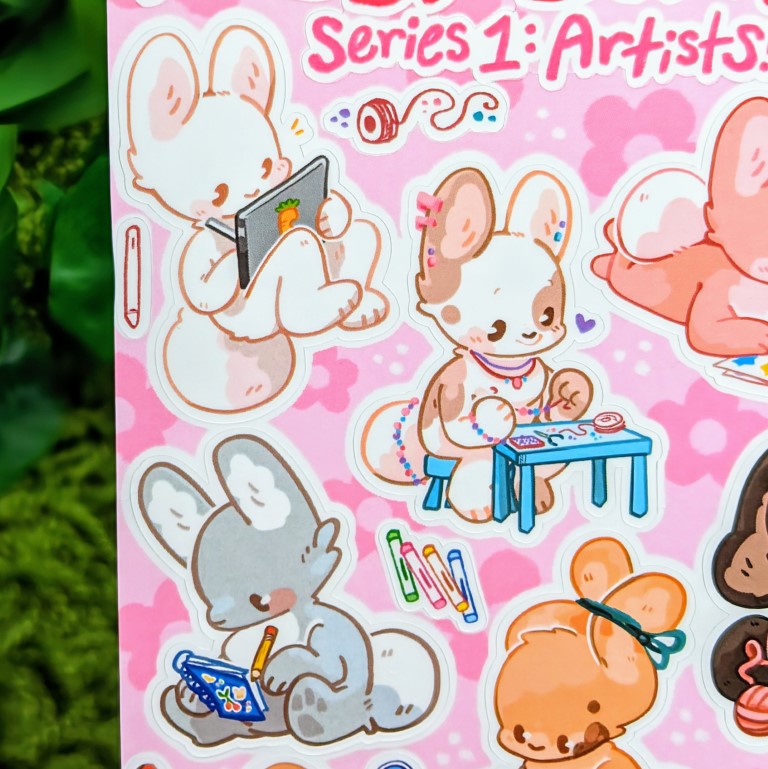 Hobby Bunnies Series 1 Sticker Sheet