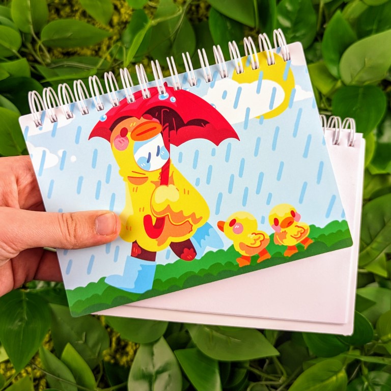 Rainy Day Duck Ghost Small Reusable Sticker Book