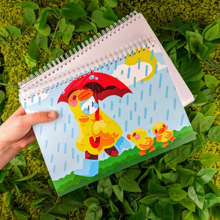 Rainy Day Duck Ghost Large Reusable Sticker Book