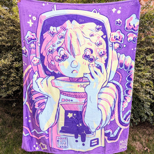 Space Girl V2 Pastel Throw Blanket