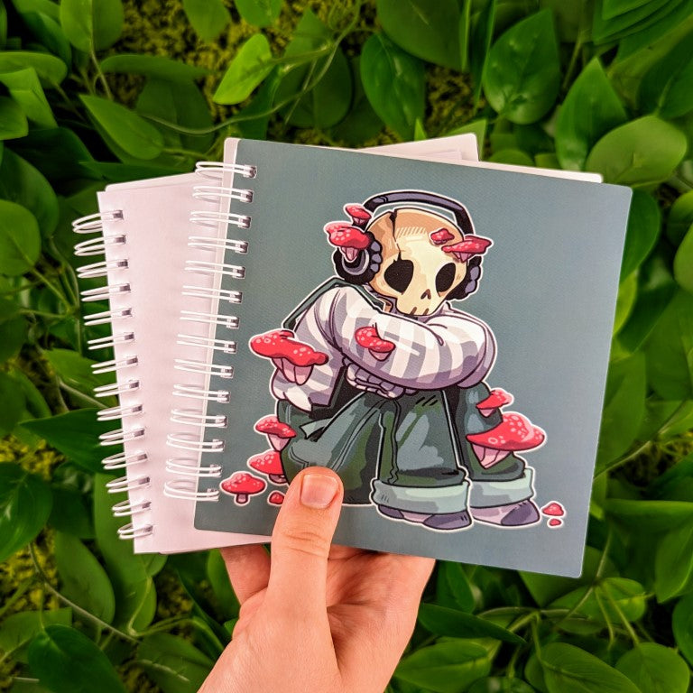 Aesthetic Mushroom Skeleton Small Reusable Square Sticker Book