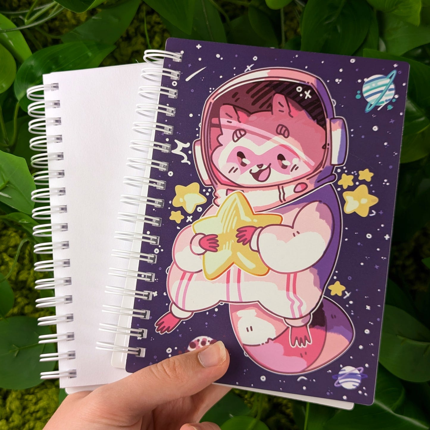 Pink Space Raccoon Small Reusable Sticker Book