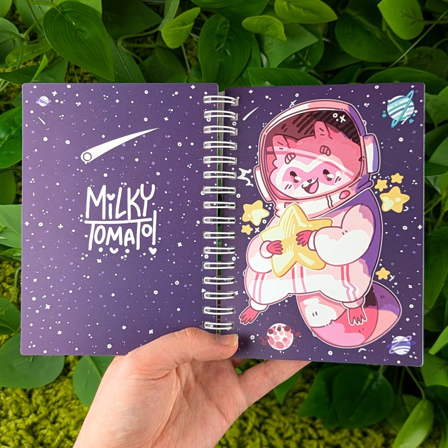 Pink Space Raccoon Small Reusable Sticker Book