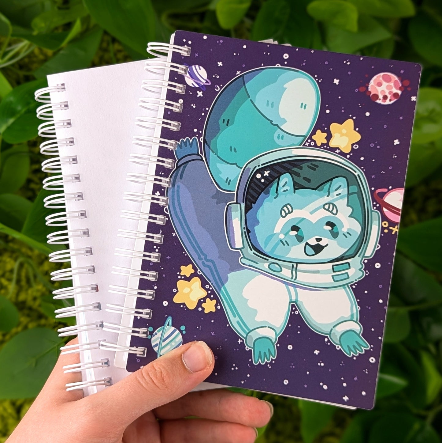 Teal Space Raccoon Small Reusable Sticker Book