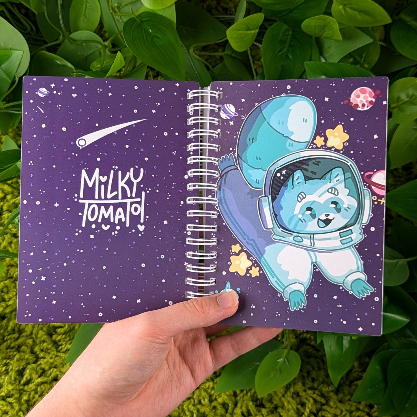 Teal Space Raccoon Small Reusable Sticker Book