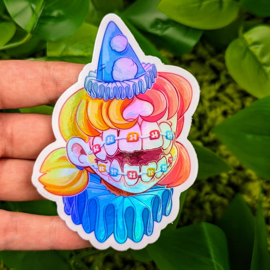 Holographic Teeth Girls Pastel Clown Sticker