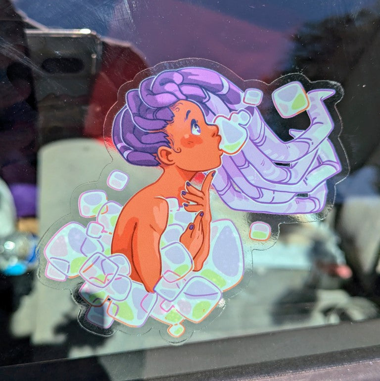 Bubble Girl Purple Window Sticker