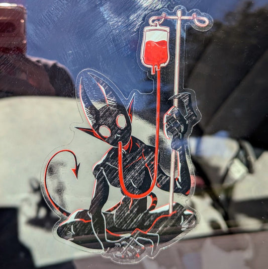 Blood Bag Demon Window Sticker