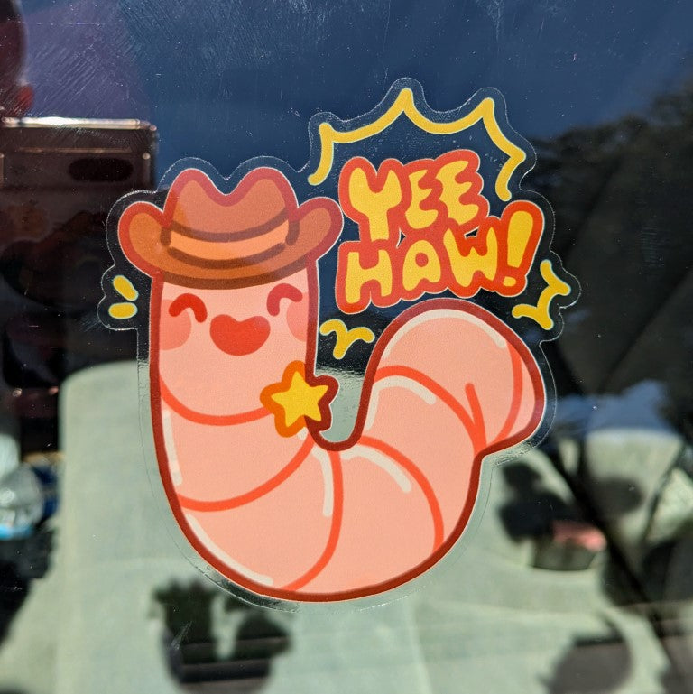 Yee-Haw Cowboy Worm Window Sticker