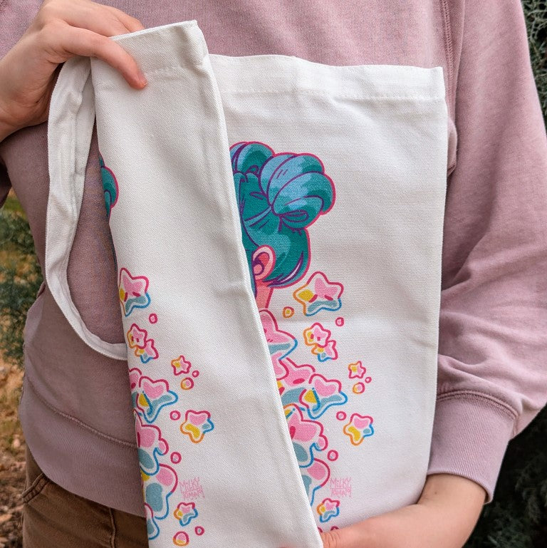 Bubble Girl Teal Tote Bag