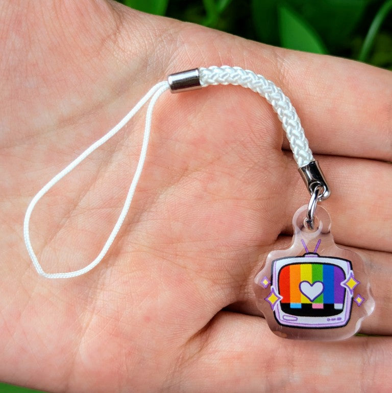 Rainbow TV Phone Charm in Milky's hand