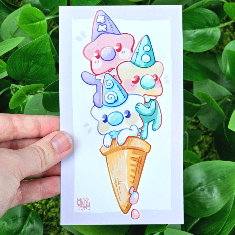 Star Baby Clown as Ice Cream Cone Mini Print