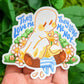 valentine flower ghost sticker with they love me text