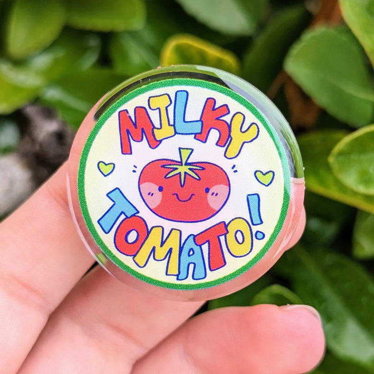 Milky Tomato Logo Acrylic Pin 1.5