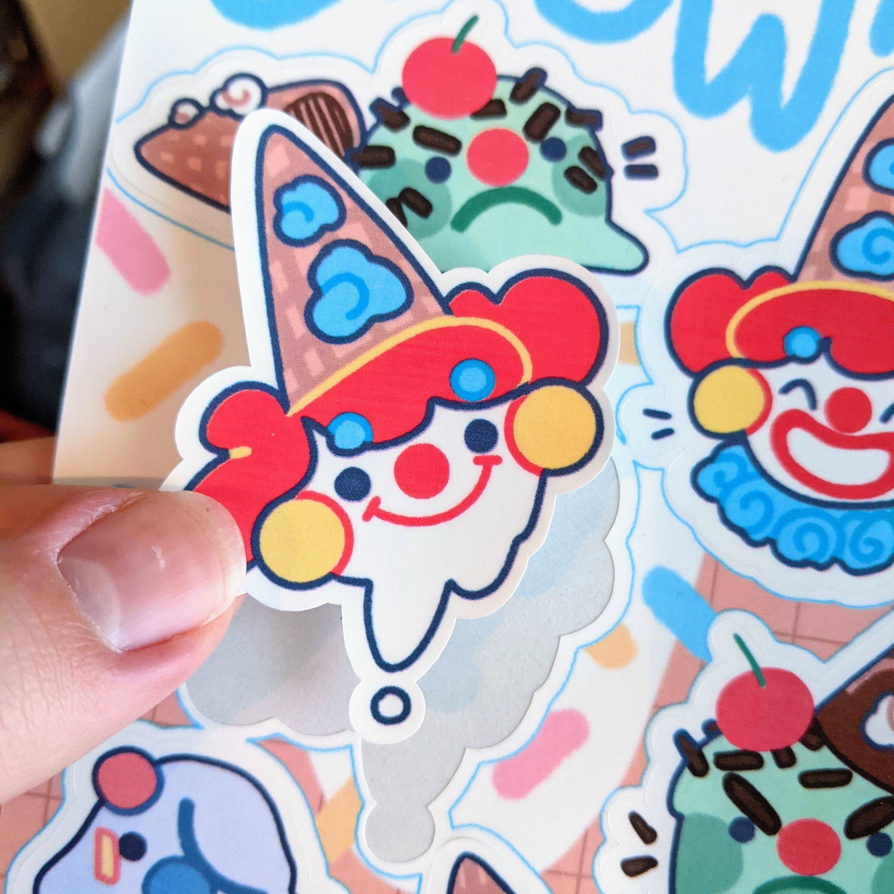 Ice Cream Clown Sticker Sheet – Milky Tomato